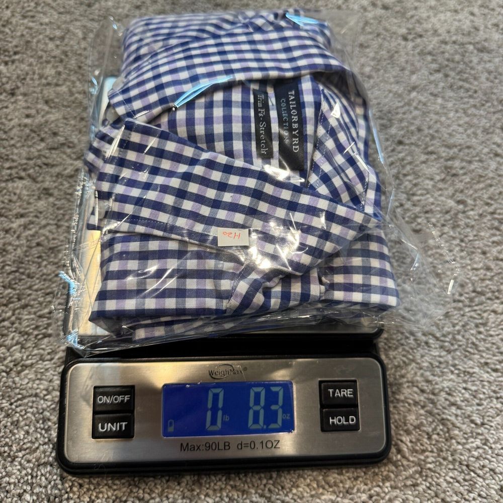 Tailorbyrd Collection Shirt Men Small Blue/Purple Plaid Trim Fit Stretch - Picture 7 of 7